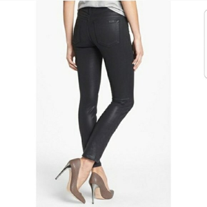 Joe's Jeans Charlie Coated Mid Rise Black Skinny Ankle Jeans Legging‎ 27